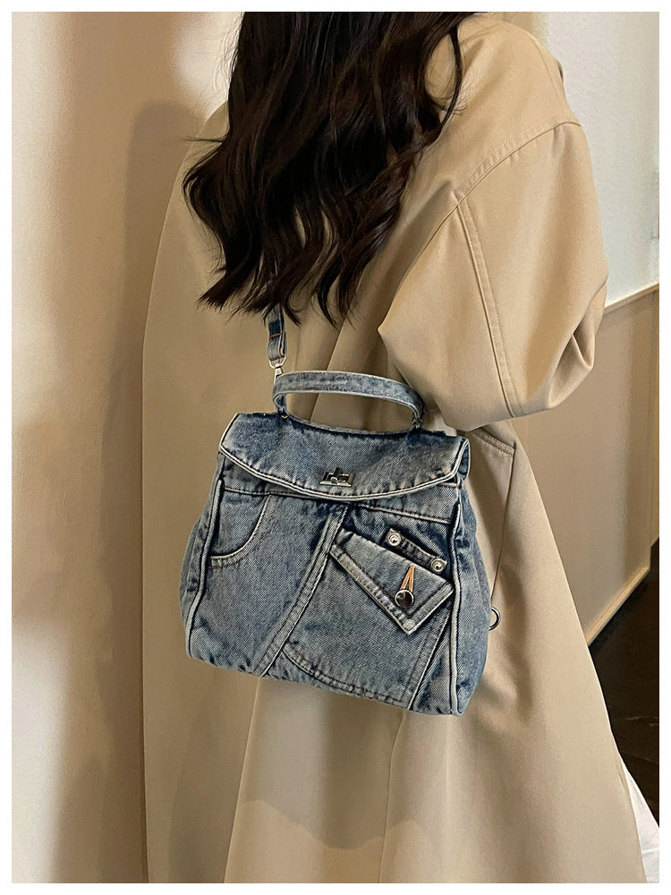 Women's Denim Handbag with Top Handle