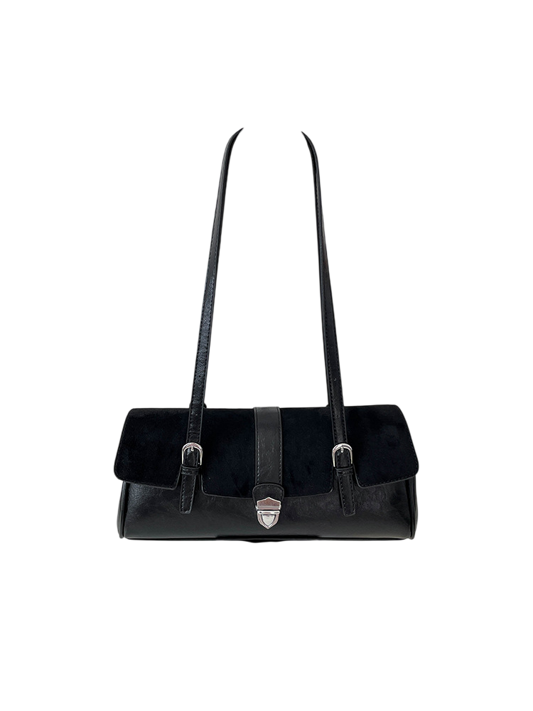 Women's Vintage Shoulder Bag with Buckle Closure