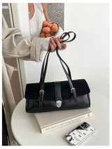 Women's Vintage Shoulder Bag with Buckle Closure