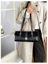 Women's Vintage Shoulder Bag with Buckle Closure