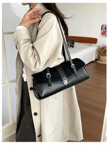 Women's Vintage Shoulder Bag with Buckle Closure