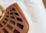 Women's Structured Cutout Tote Bag with Round Handles