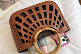 Women's Structured Cutout Tote Bag with Round Handles