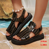 Crocodile Pattern Platform Sandals for Women Chic