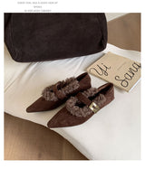 Faux Fur-Lined Pointed Toe Sandal