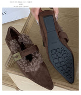 Faux Fur-Lined Pointed Toe Sandal