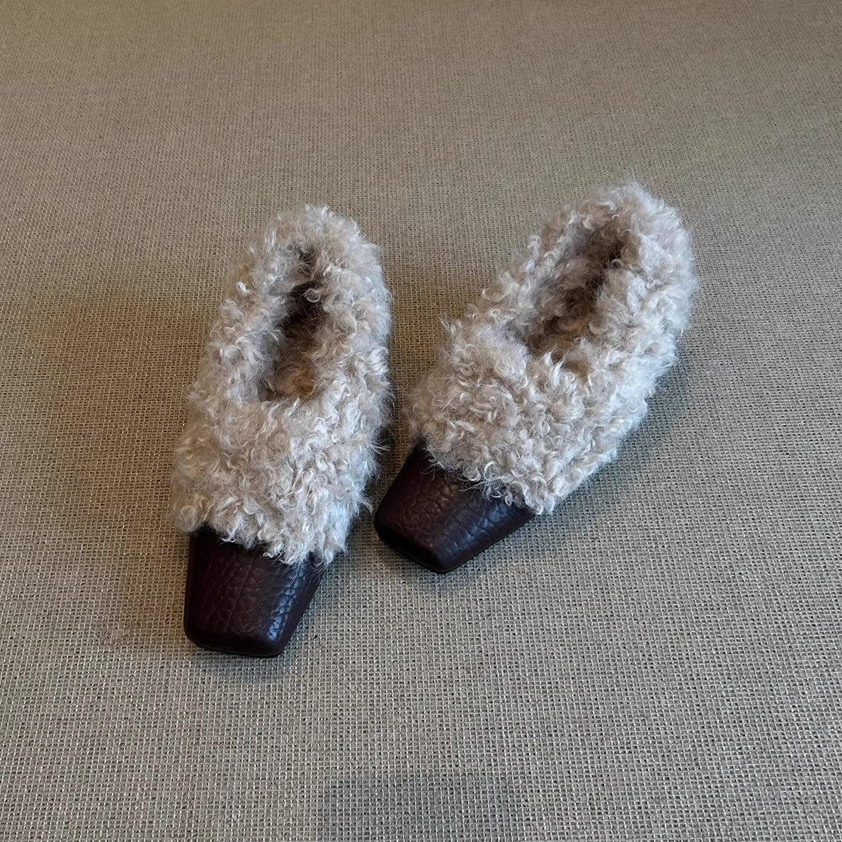Cozy Faux Fur Heeled Shoes