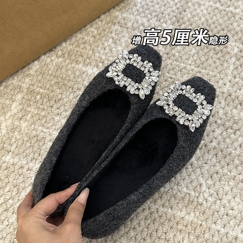 Womens Flats with Crystal Buckle