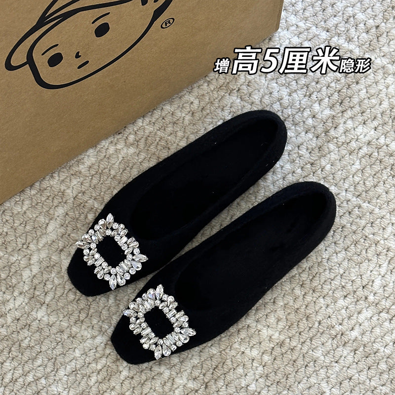 Womens Flats with Crystal Buckle