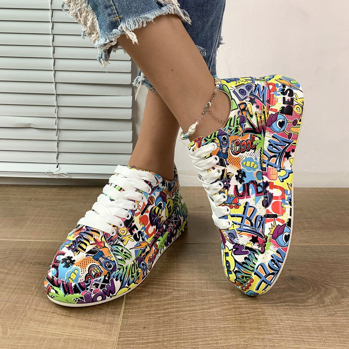 Graffiti Print Platform Sneakers