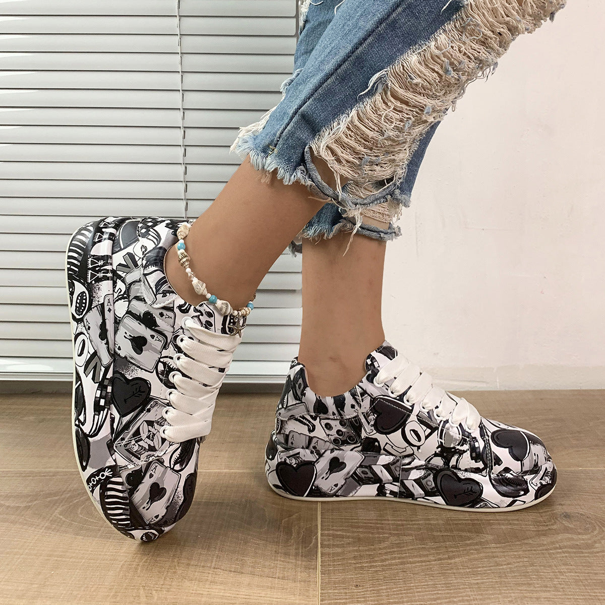 Graffiti Print Platform Sneakers