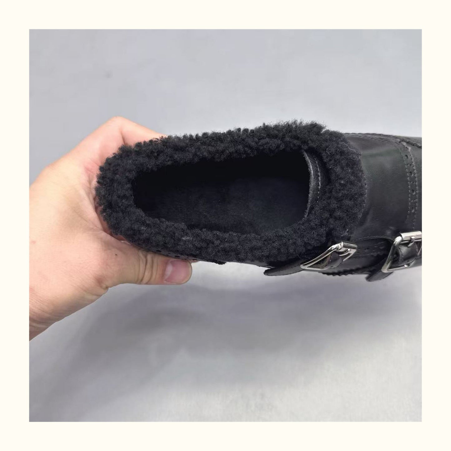 Faux Leather Brogue Shoes with Buckle