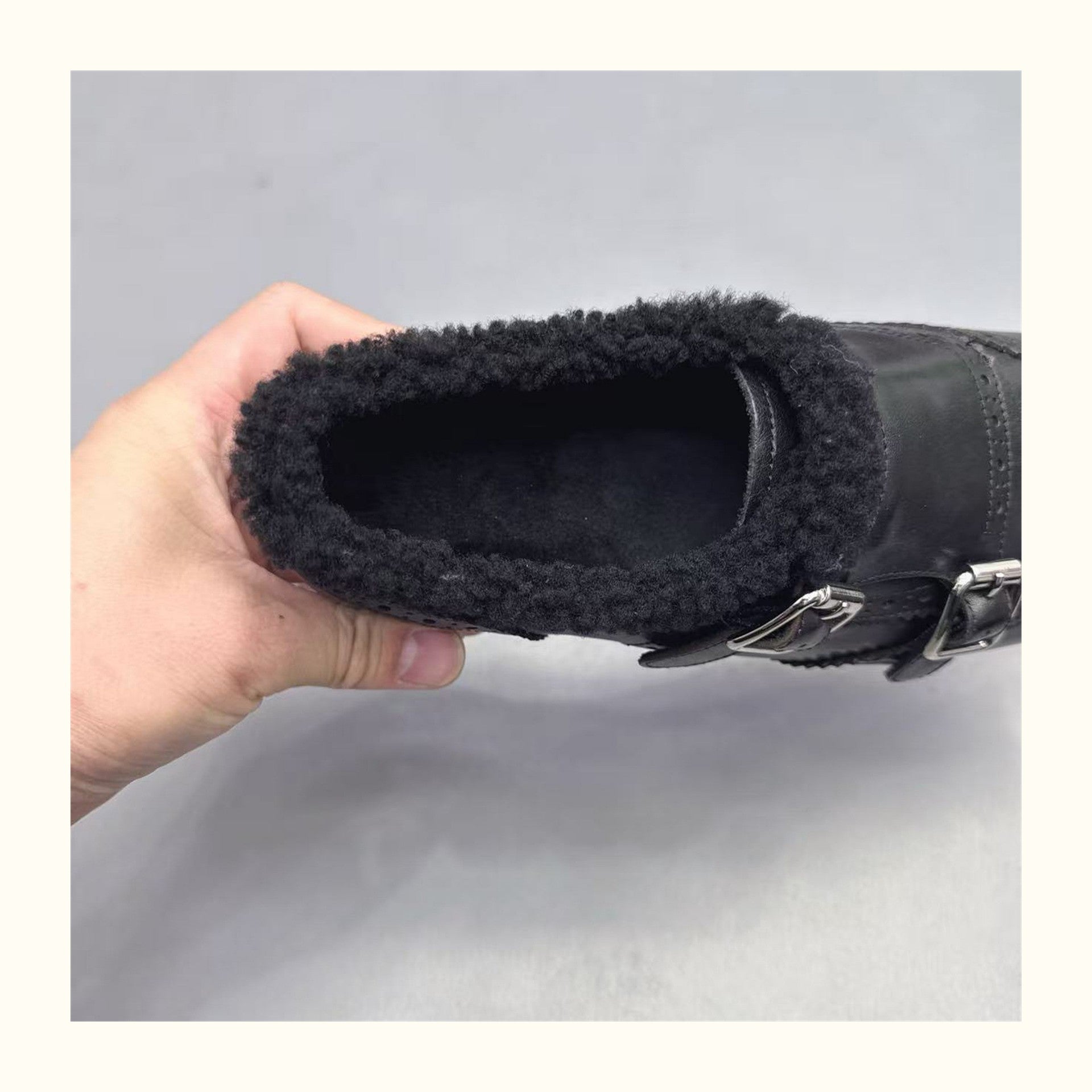 Faux Leather Brogue Shoes with Buckle