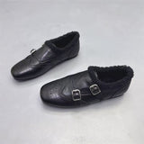 Faux Leather Brogue Shoes with Buckle