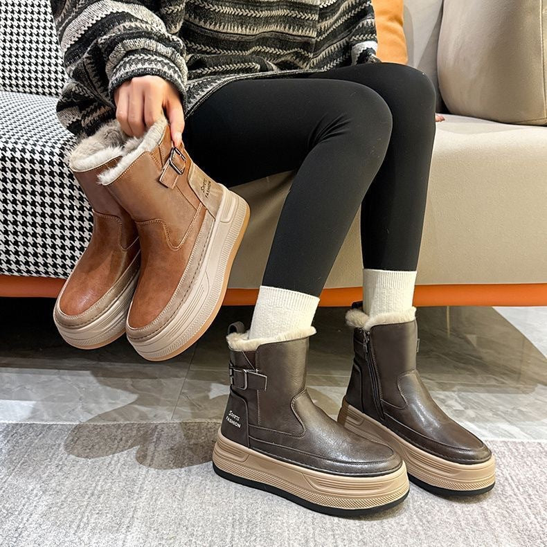 Trendy Faux Leather Ankle Boots
