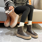 Trendy Faux Leather Ankle Boots