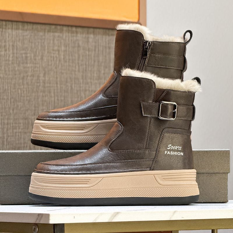 Trendy Faux Leather Ankle Boots