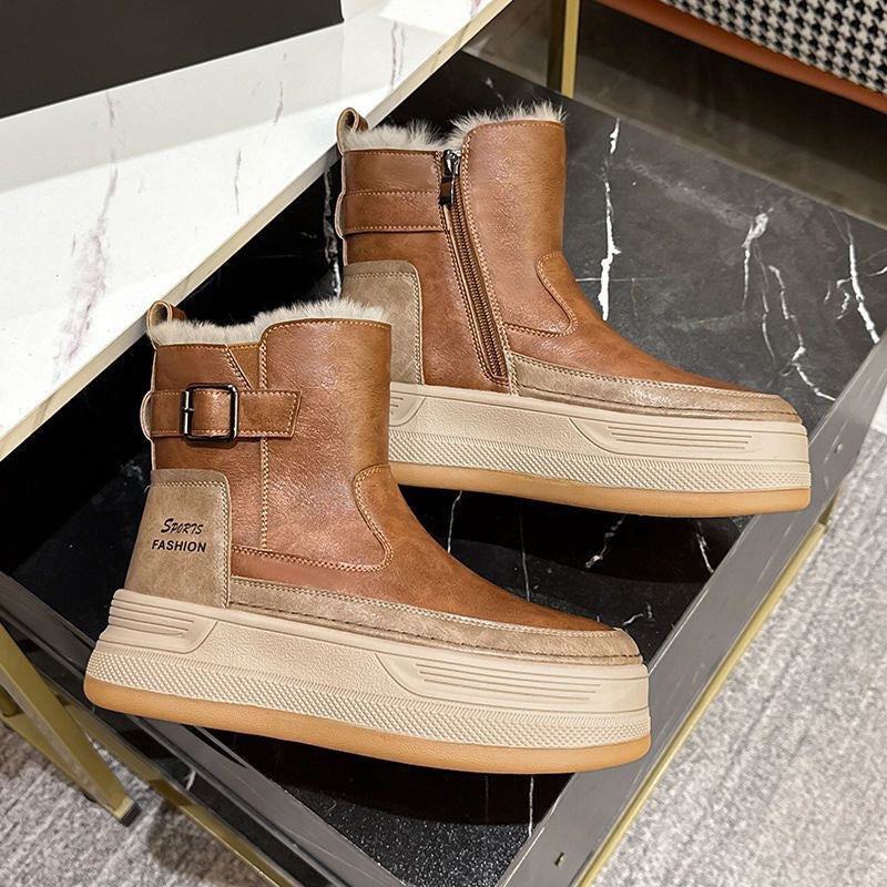 Trendy Faux Leather Ankle Boots