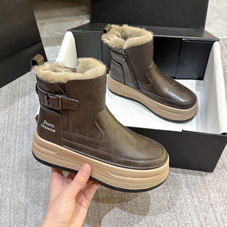 Trendy Faux Leather Ankle Boots