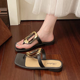Elegant Gold-Accent Flat Sandals