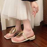 Elegant Gold-Accent Flat Sandals