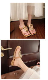 Elegant Gold-Accent Flat Sandals