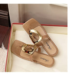 Elegant Gold-Accent Flat Sandals