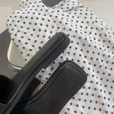 Square-Toe Buckle Slide Sandals