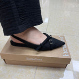 Pointed Toe Flat with Buckle Detail