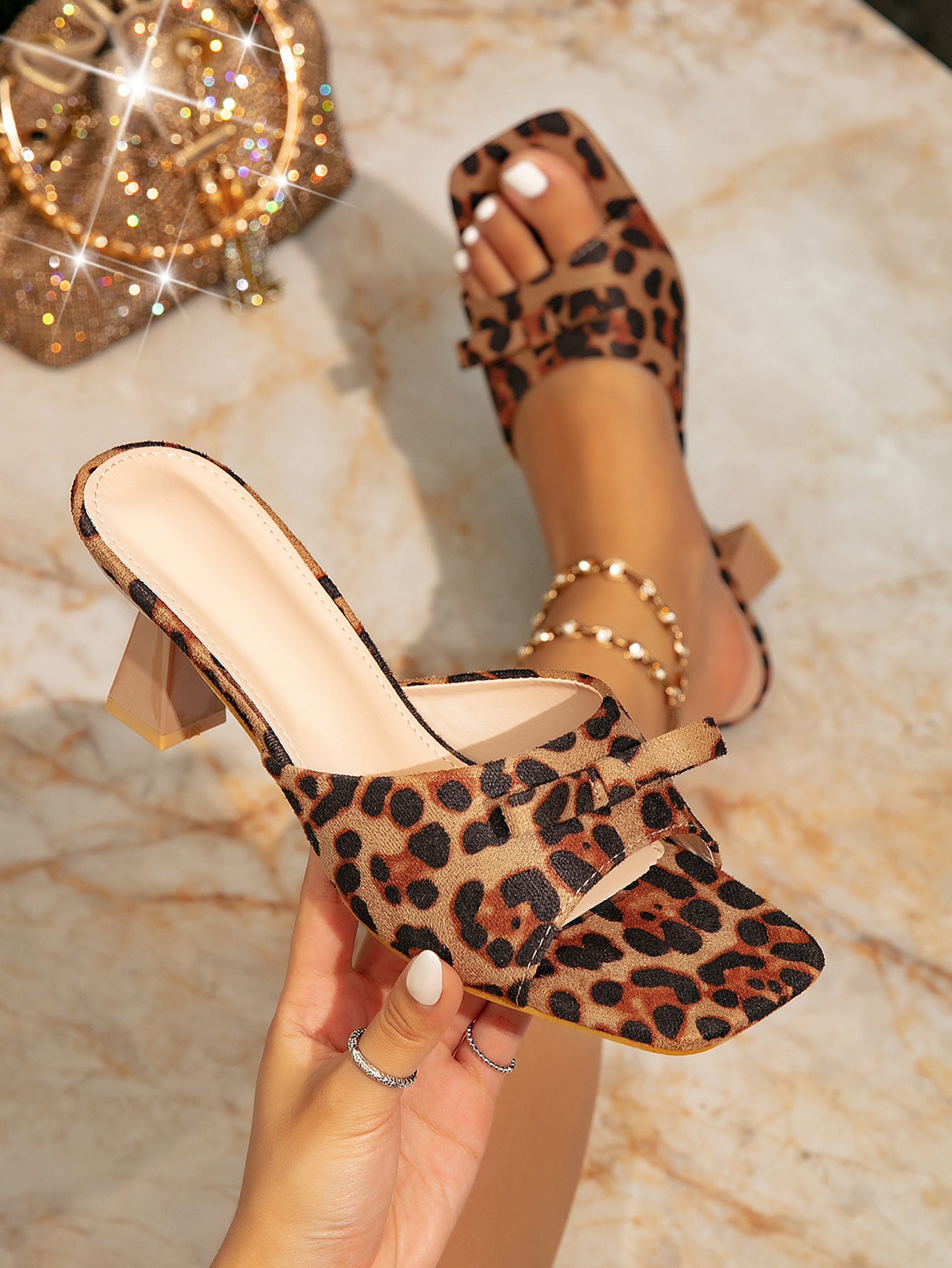 Leopard Print Open-Toe Mules