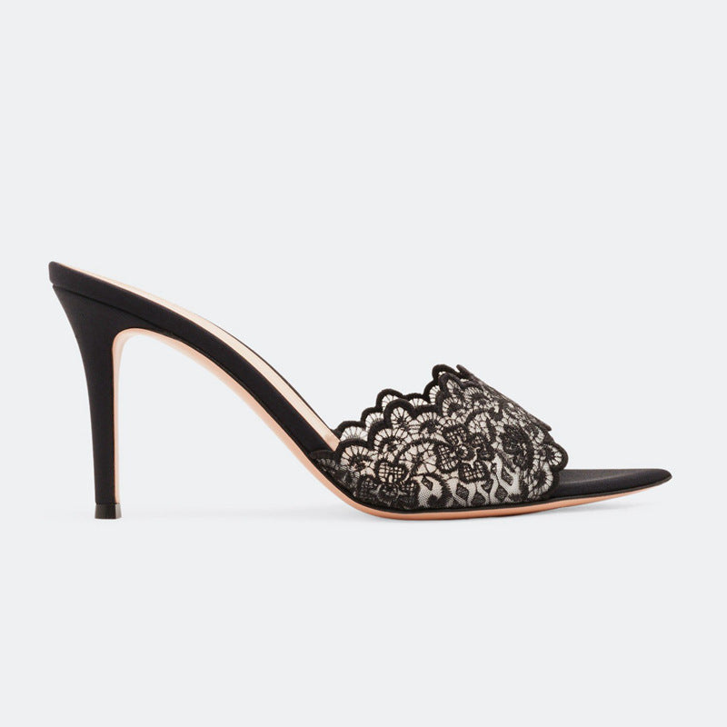 Lace Pointed Toe High Heels