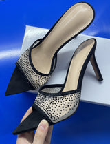 Mesh Pointed-Toe Heels