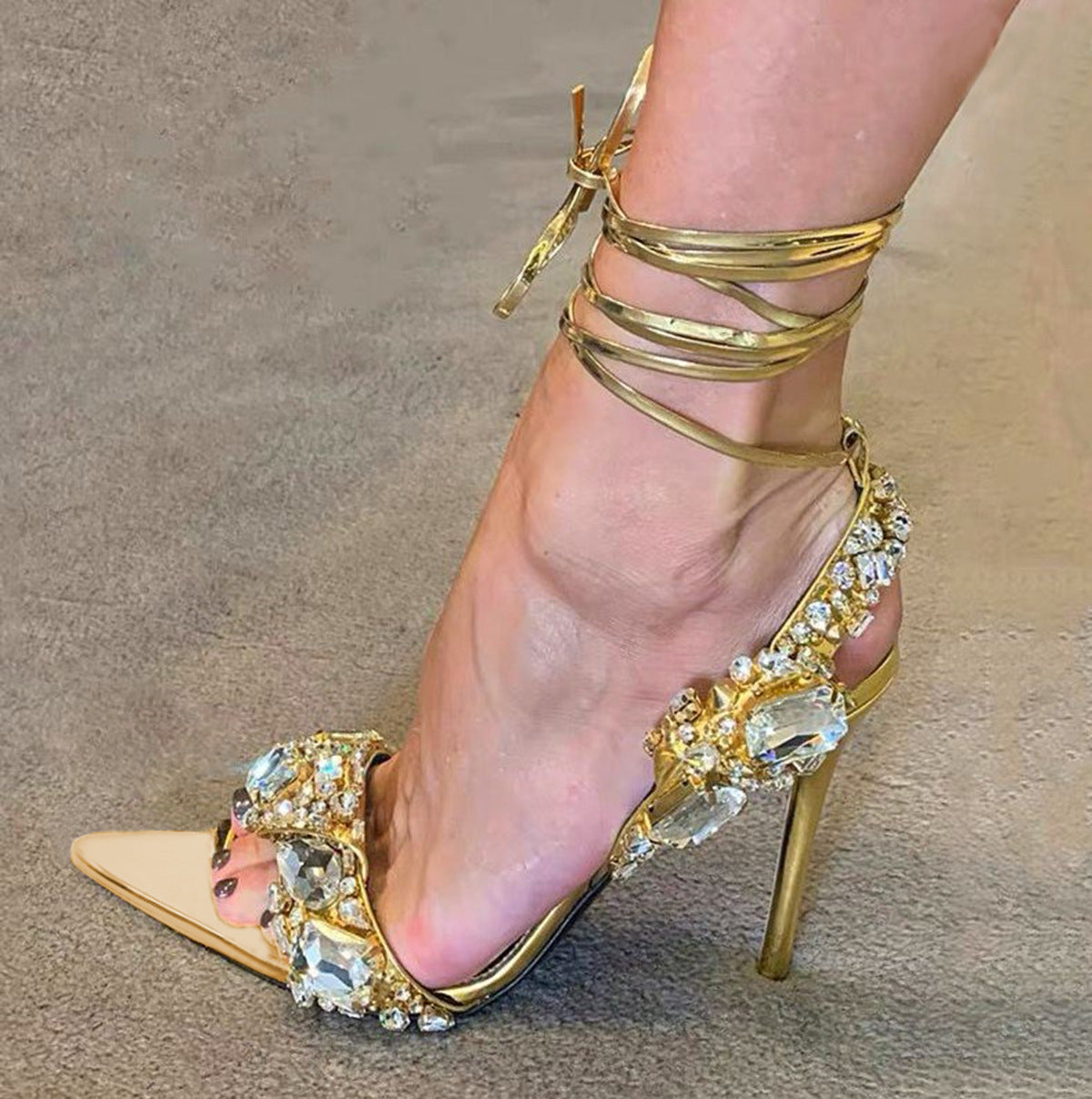 Glamorous Gold Embellished Stiletto Heel
