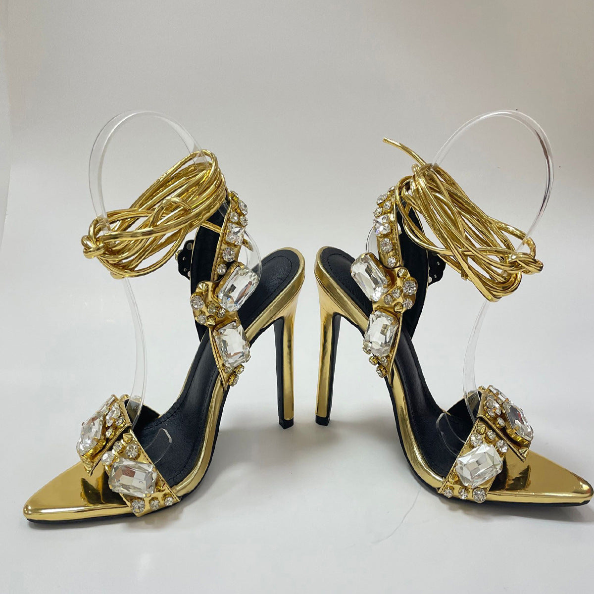 Glamorous Gold Embellished Stiletto Heel