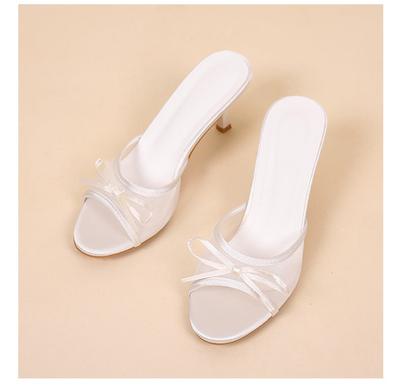 Heeled Mules with Bow Detail