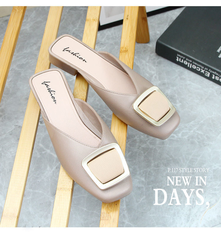 Elegant Square Buckle Mules