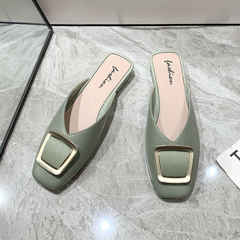 Elegant Square Buckle Mules
