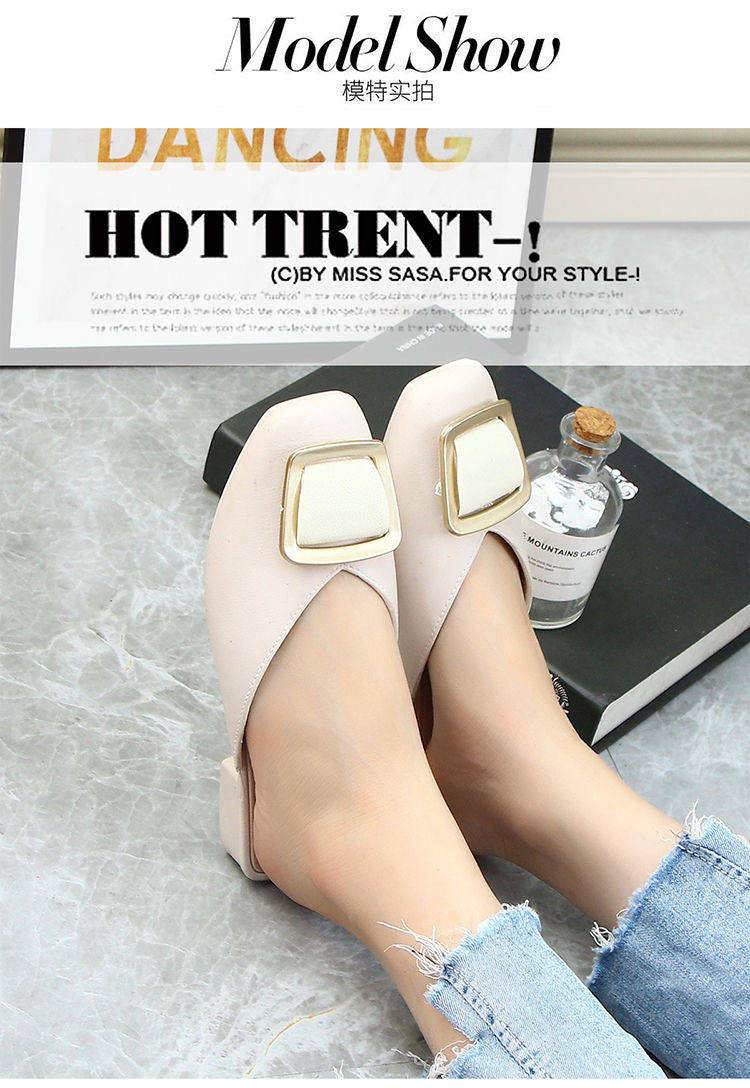 Elegant Square Buckle Mules