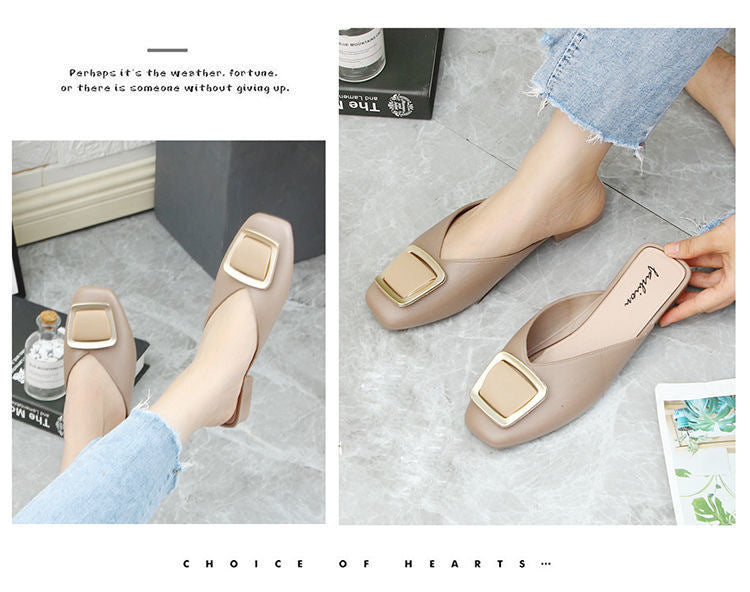 Elegant Square Buckle Mules