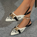 Pointed Toe Flats with  Chain Detail