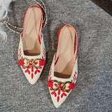 Pointed Toe Flats with  Chain Detail