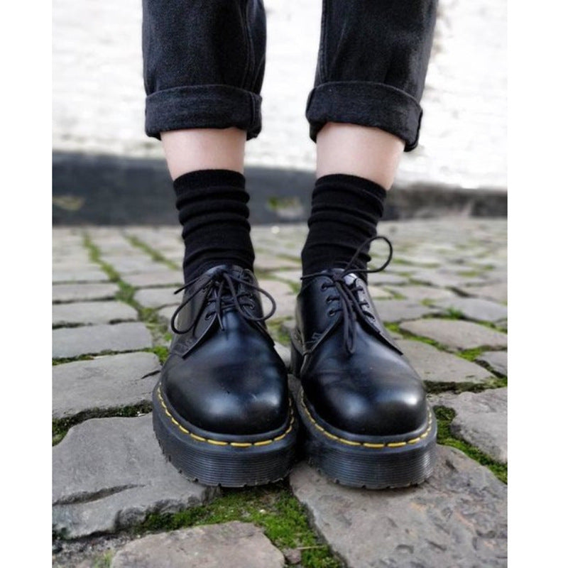 Patent Leather Platform Oxford with Stitching