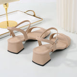 Block-Heel Sandals with Ankle Strap