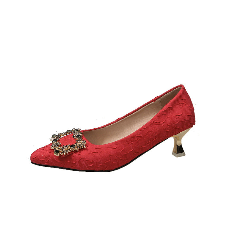 Pointed Toe Heels with Embellished Buckle