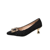 Pointed Toe Heels with Embellished Buckle