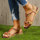 Beaded Embellished Flat Sandals