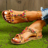 Beaded Embellished Flat Sandals