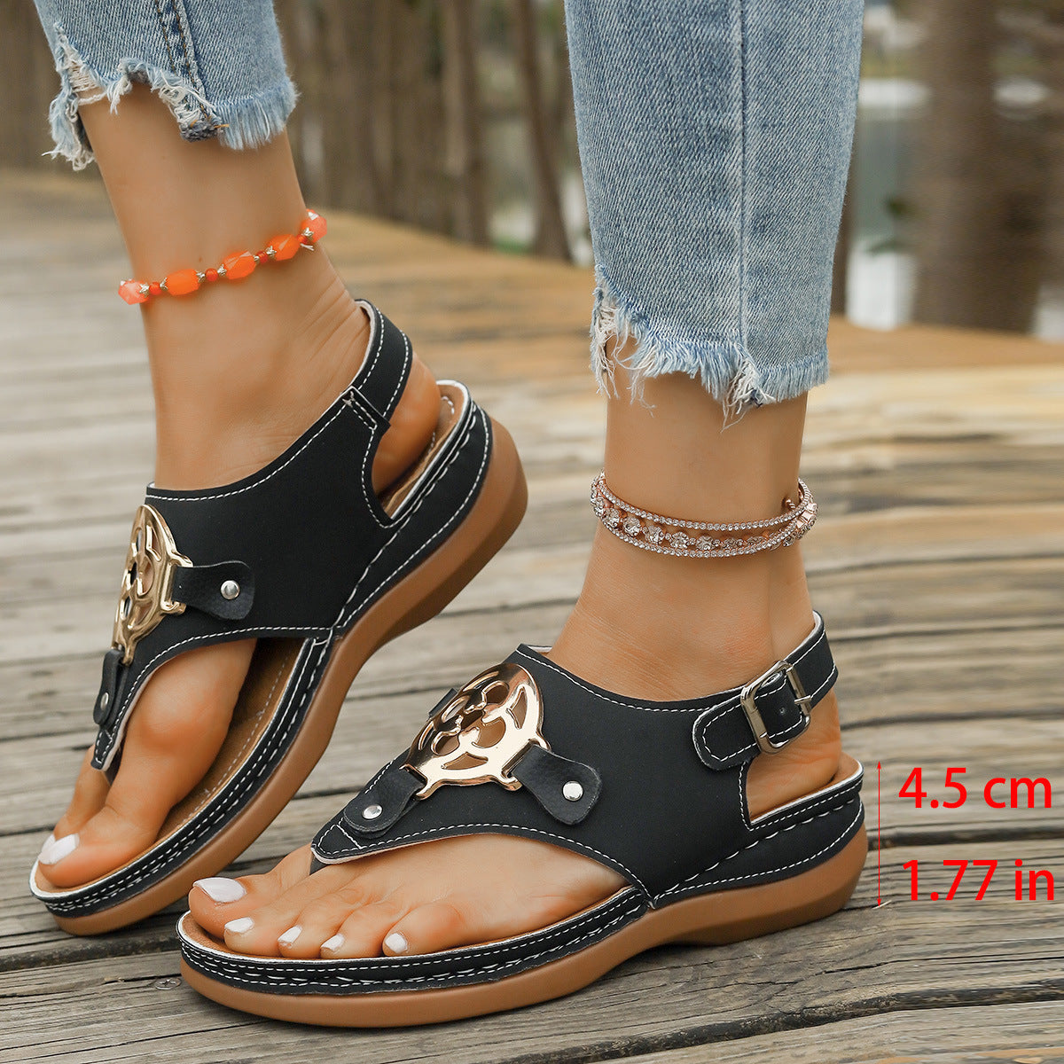 Gladiator Sandals with Gold Accents