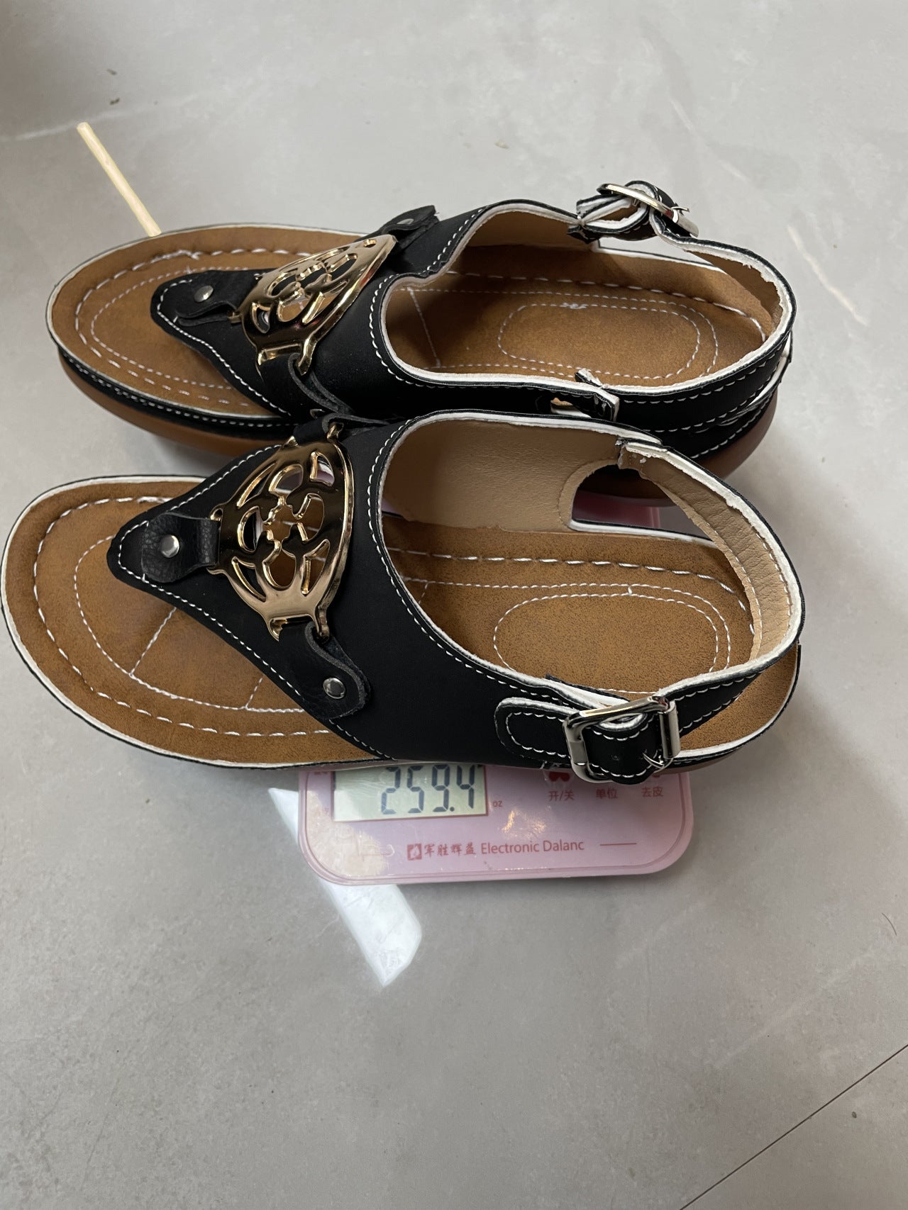 Gladiator Sandals with Gold Accents