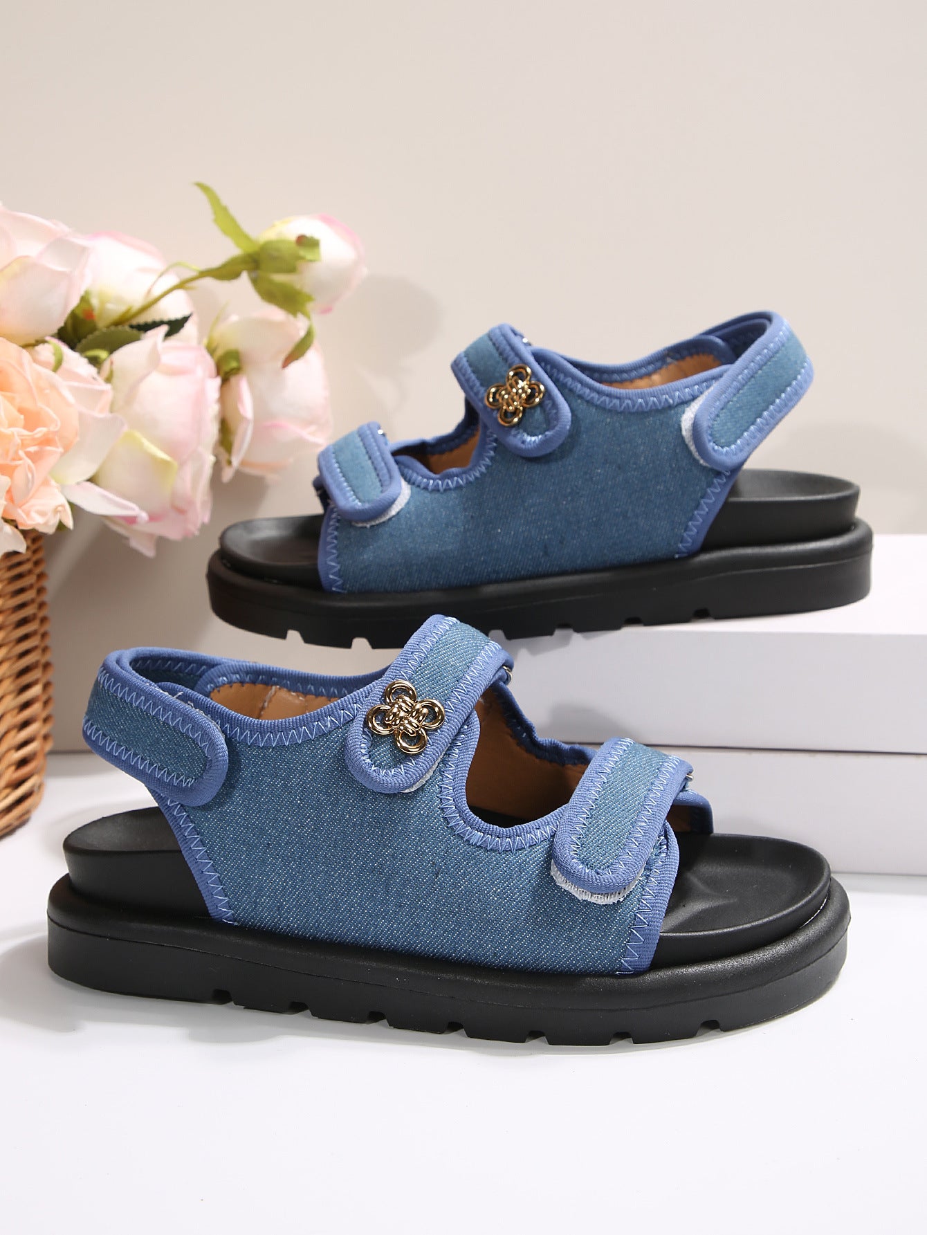 Sandals with Decorative Flower Accents